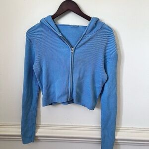 John Galt California Light Blue Ribbed Sweater